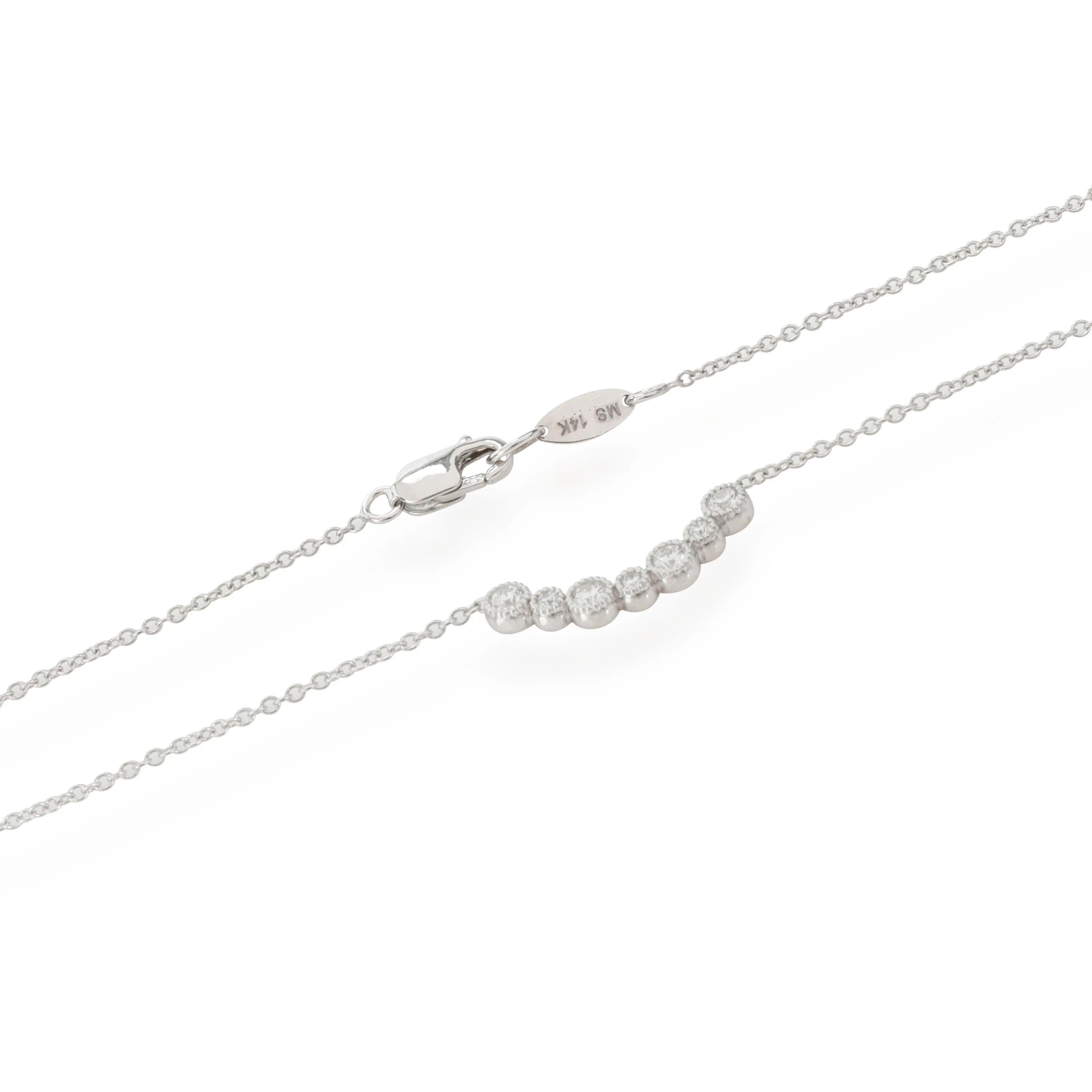 14K White Gold My Story Diamond Small Smile Pendant, .21 Ctw