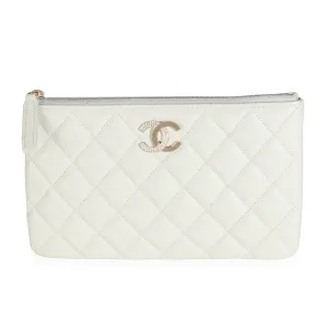 24B Light Grey Quilted Caviar Small Pouch