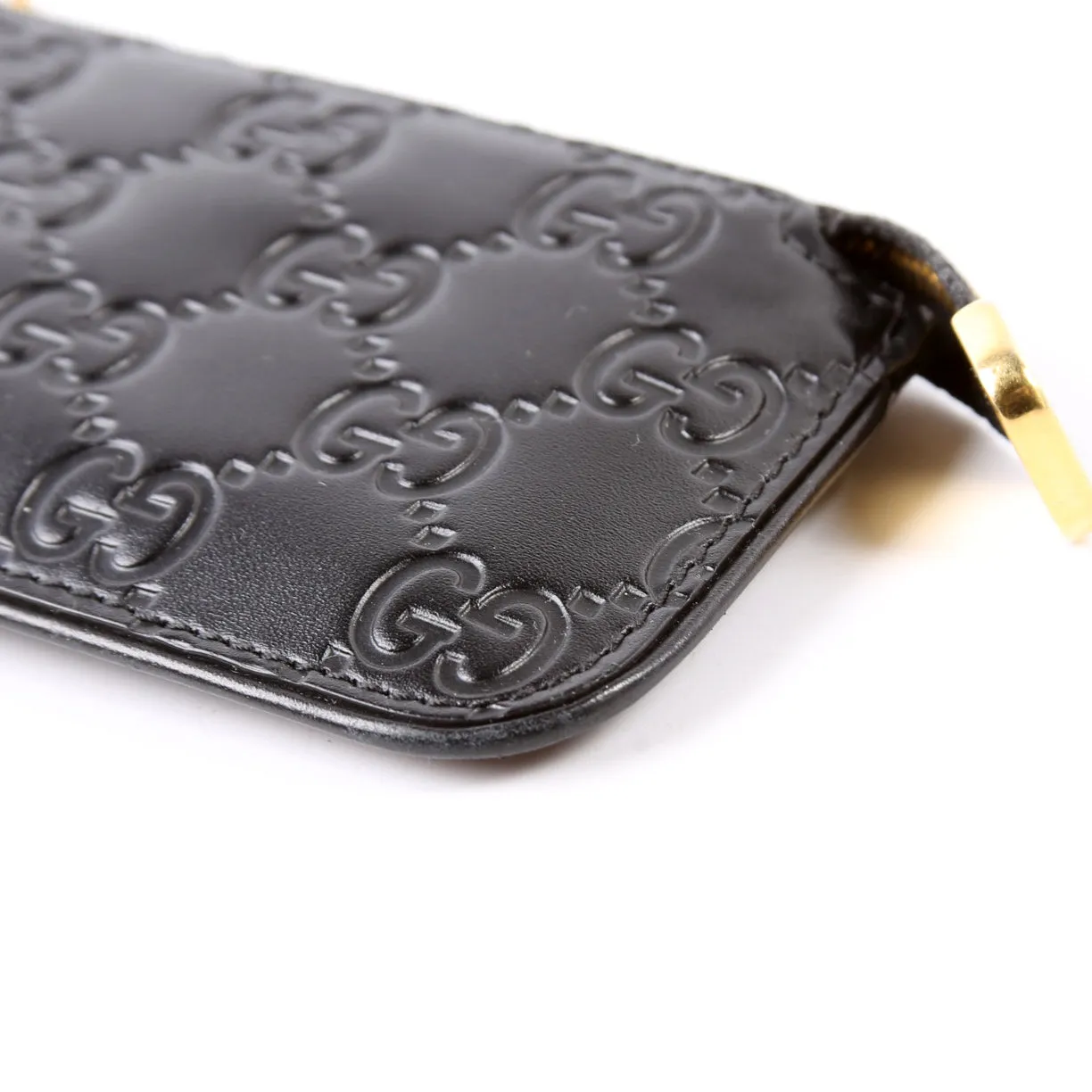 447964 GG Leather Key Pouch Black