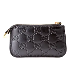 447964 GG Leather Key Pouch Black