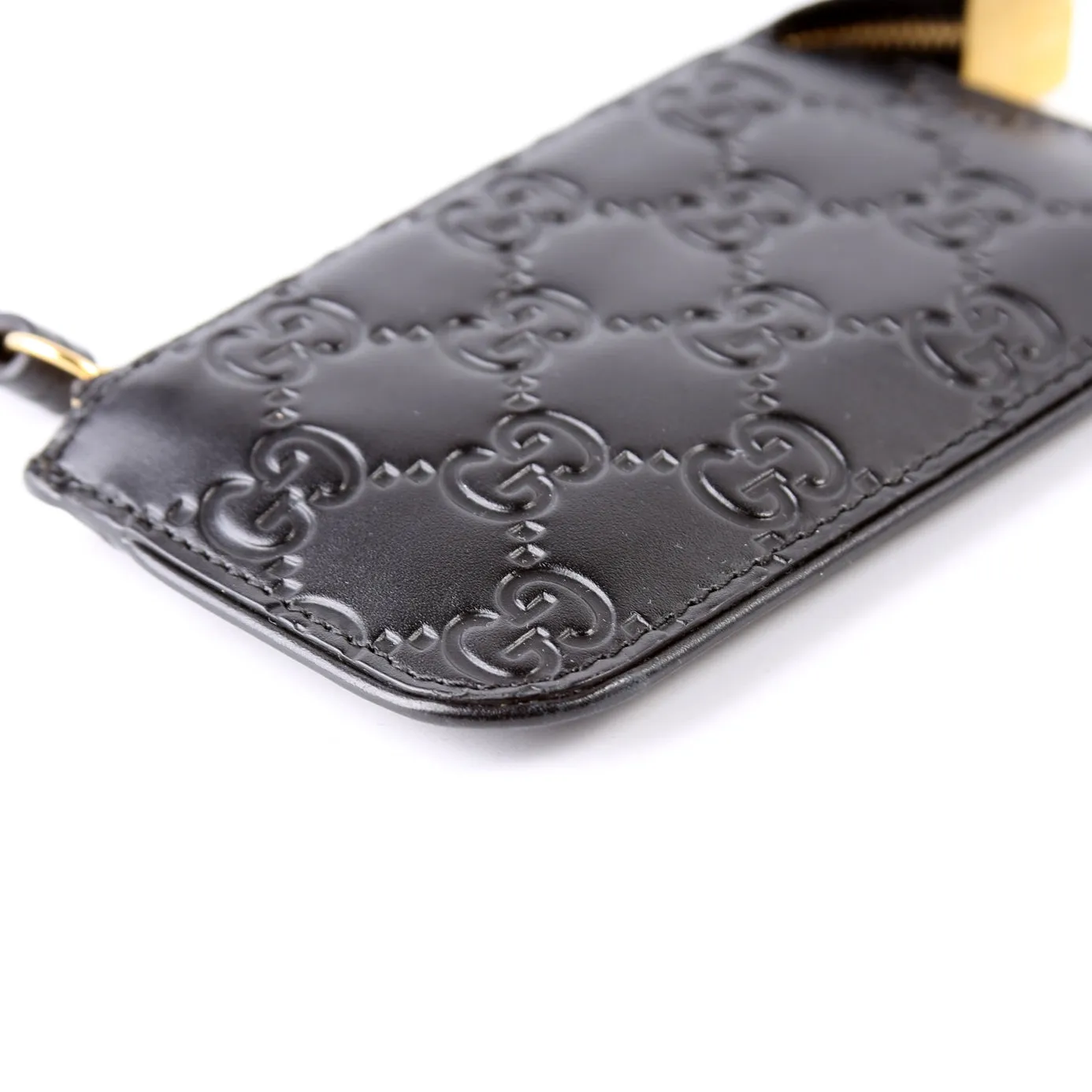 447964 GG Leather Key Pouch Black
