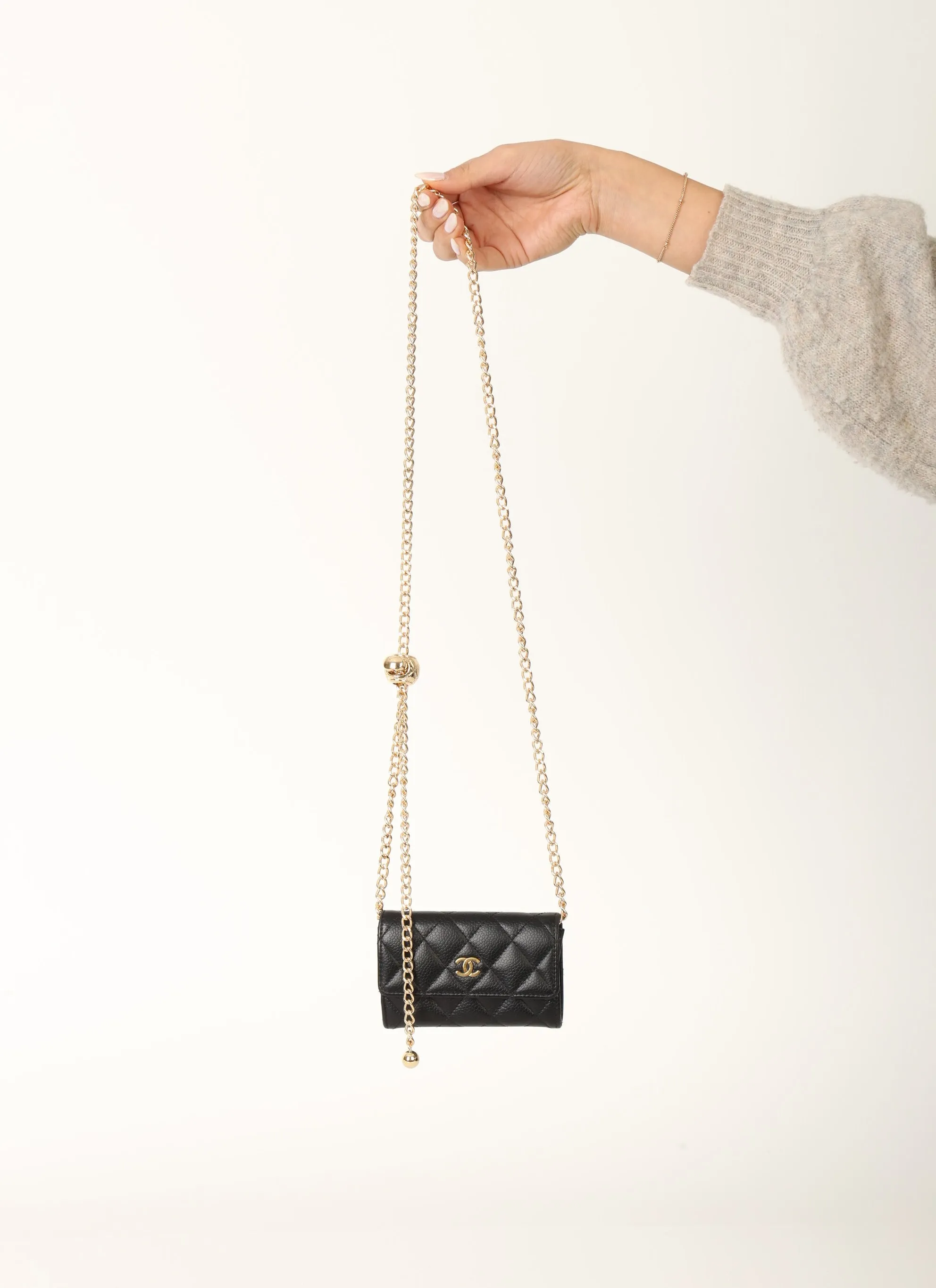 Chanel 2015 Caviar Cardholder w/ Chain