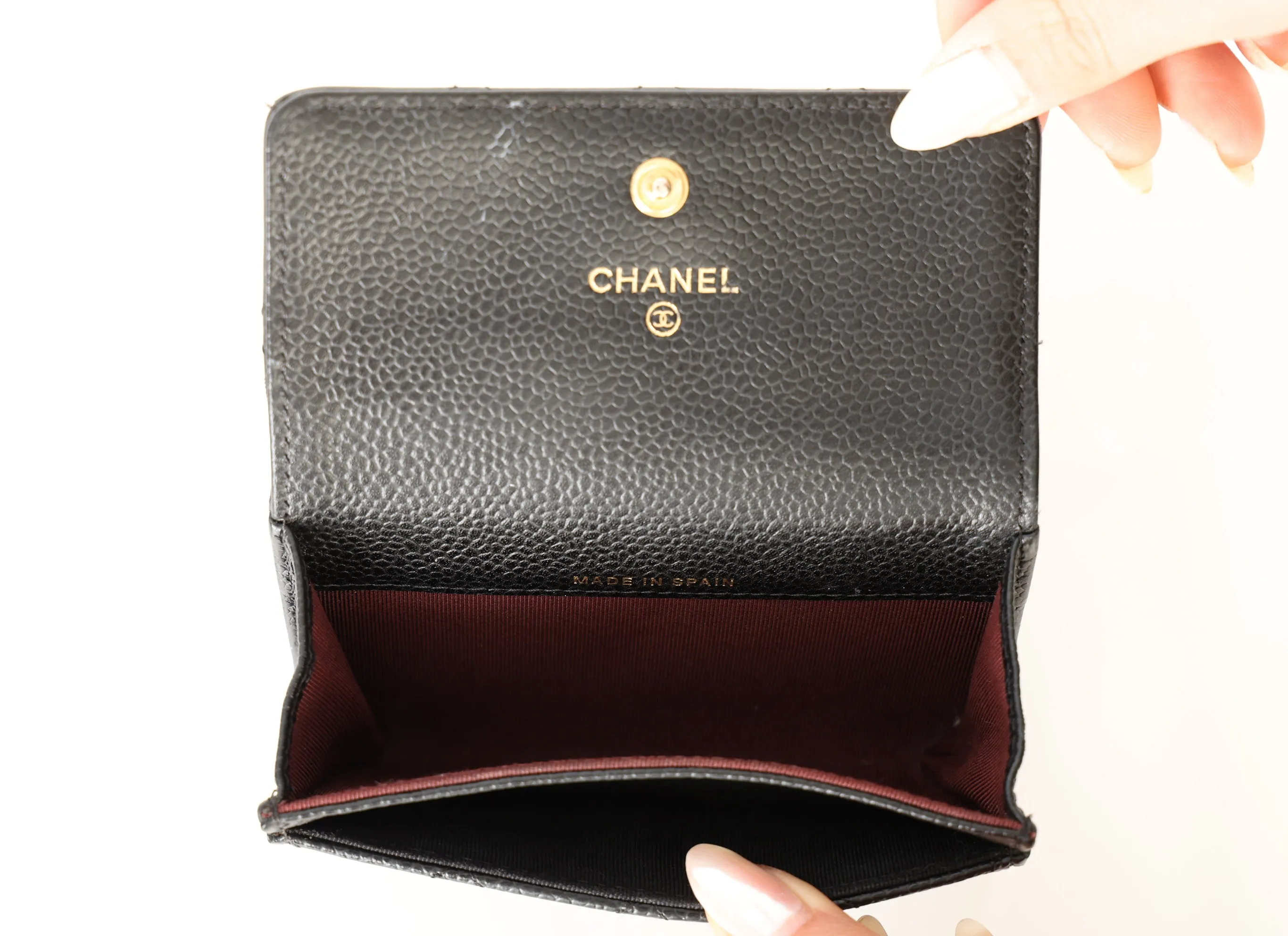 Chanel 2015 Caviar Cardholder w/ Chain