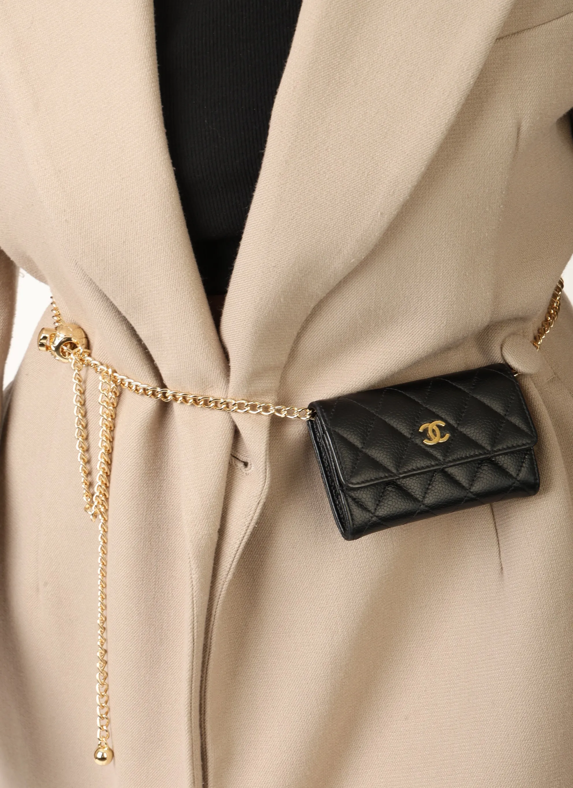 Chanel 2015 Caviar Cardholder w/ Chain