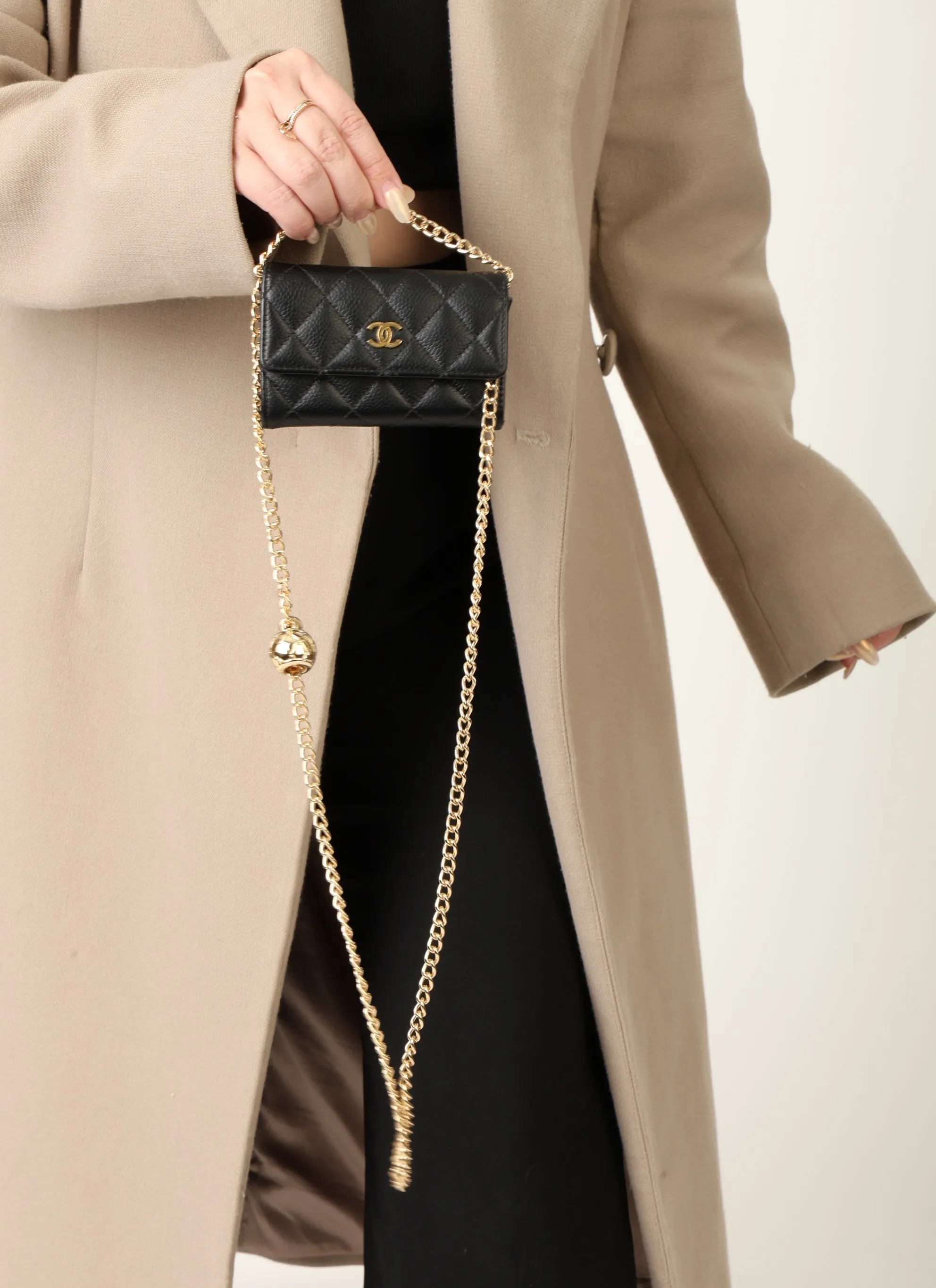 Chanel 2015 Caviar Cardholder w/ Chain