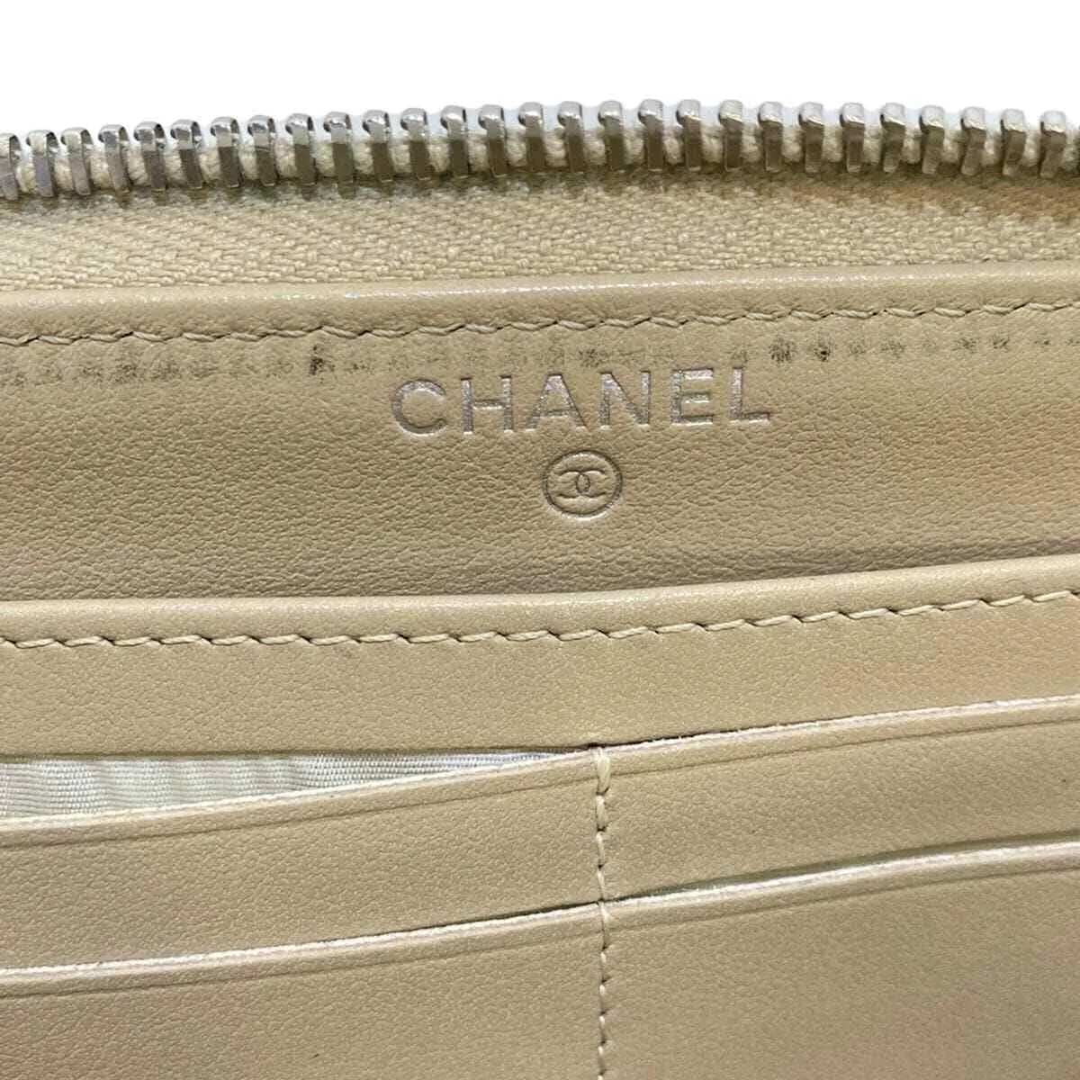 Chanel - Beige Silver Caviar Skin