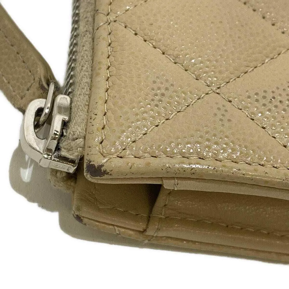 Chanel - Beige Silver Caviar Skin