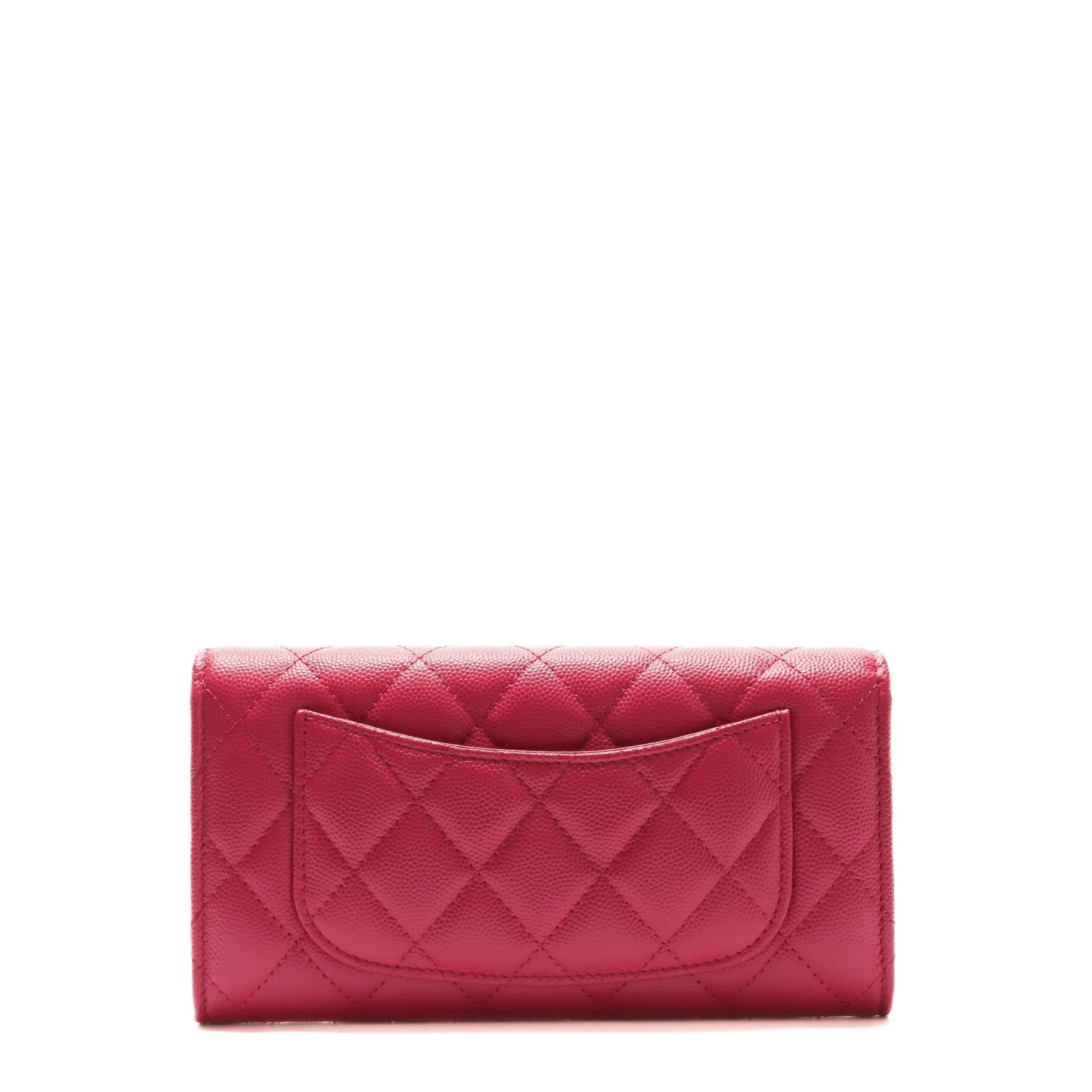 CHANEL CC Gusset Classic Flap Wallet Pink Caviar