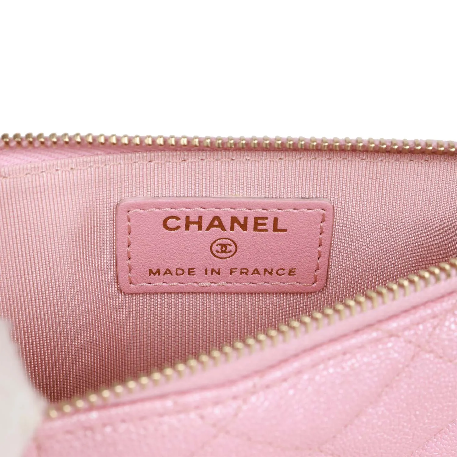 Chanel Classic Phone Case Pouch Wallet Iridescent Pink Caviar Light Gold Hardware