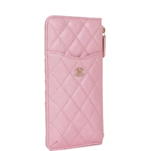 Chanel Classic Phone Case Pouch Wallet Iridescent Pink Caviar Light Gold Hardware