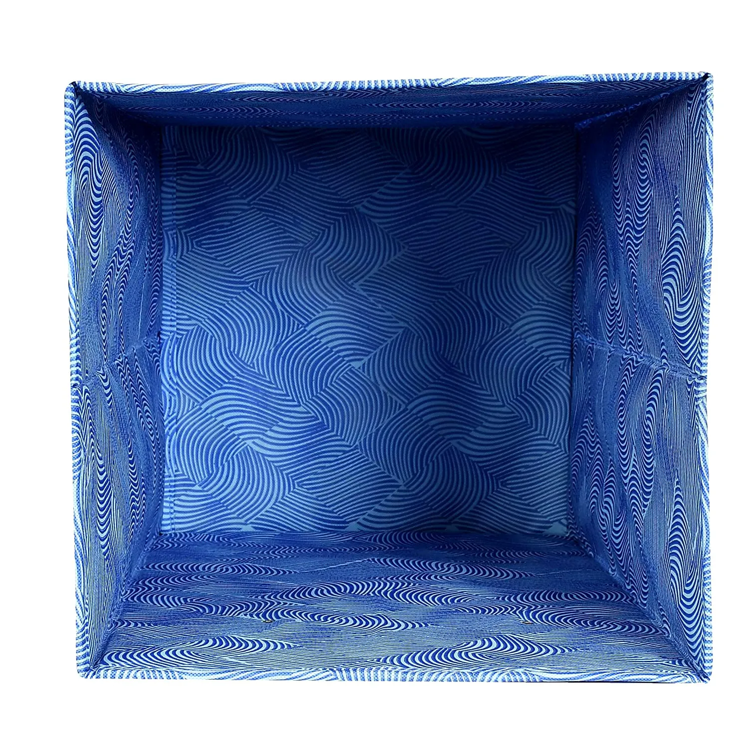 Heart Home Lehariya Printed Non-Woven Laundry Basket, Clothes Hamper For Laundry Closet, Bedroom, Bathroom With Handles- Pack of 2 (Blue)-HS43HEARTH25867