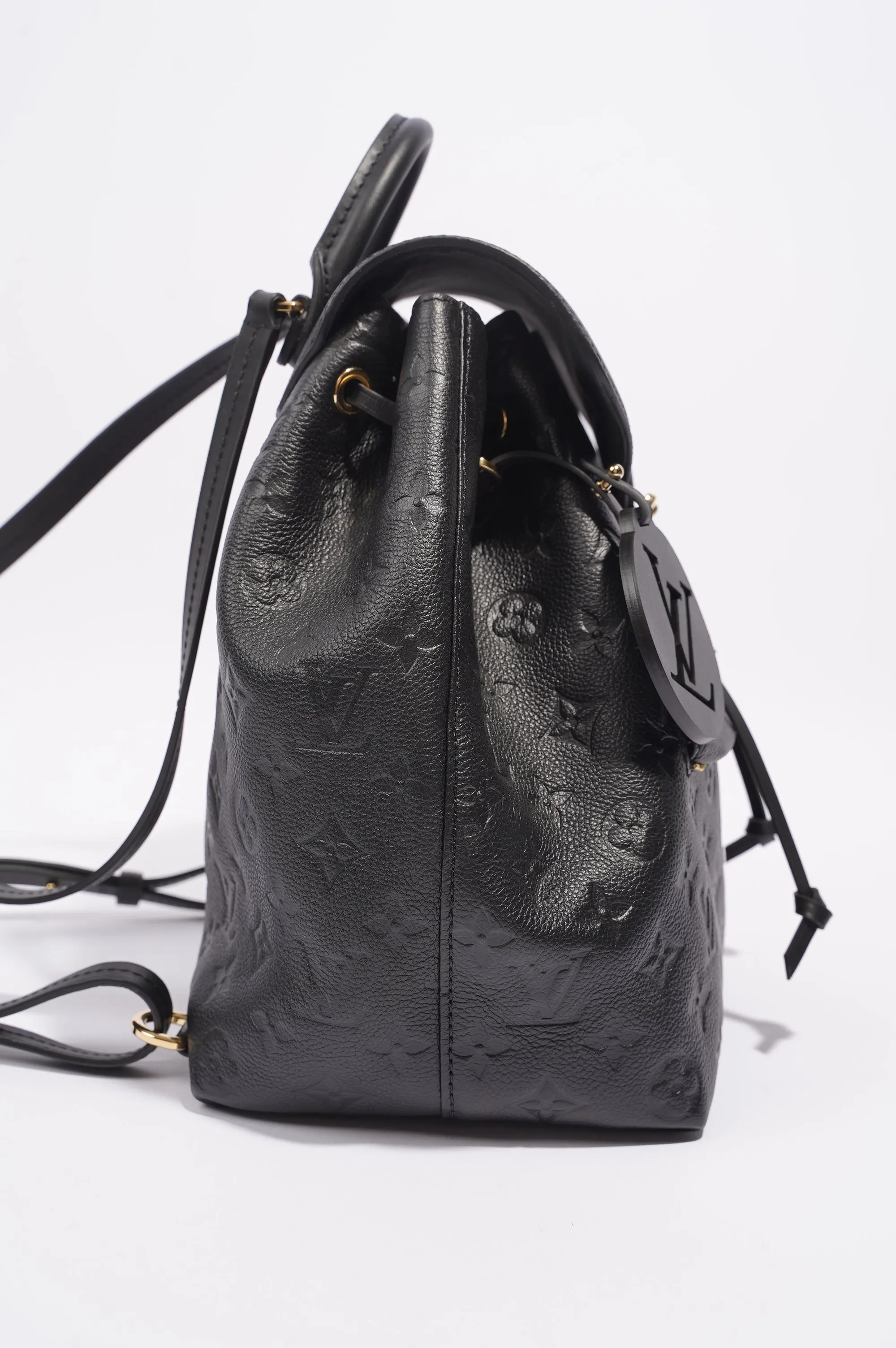 Louis Vuitton Womens Montsouris Backpack Daypack Black Leather PM