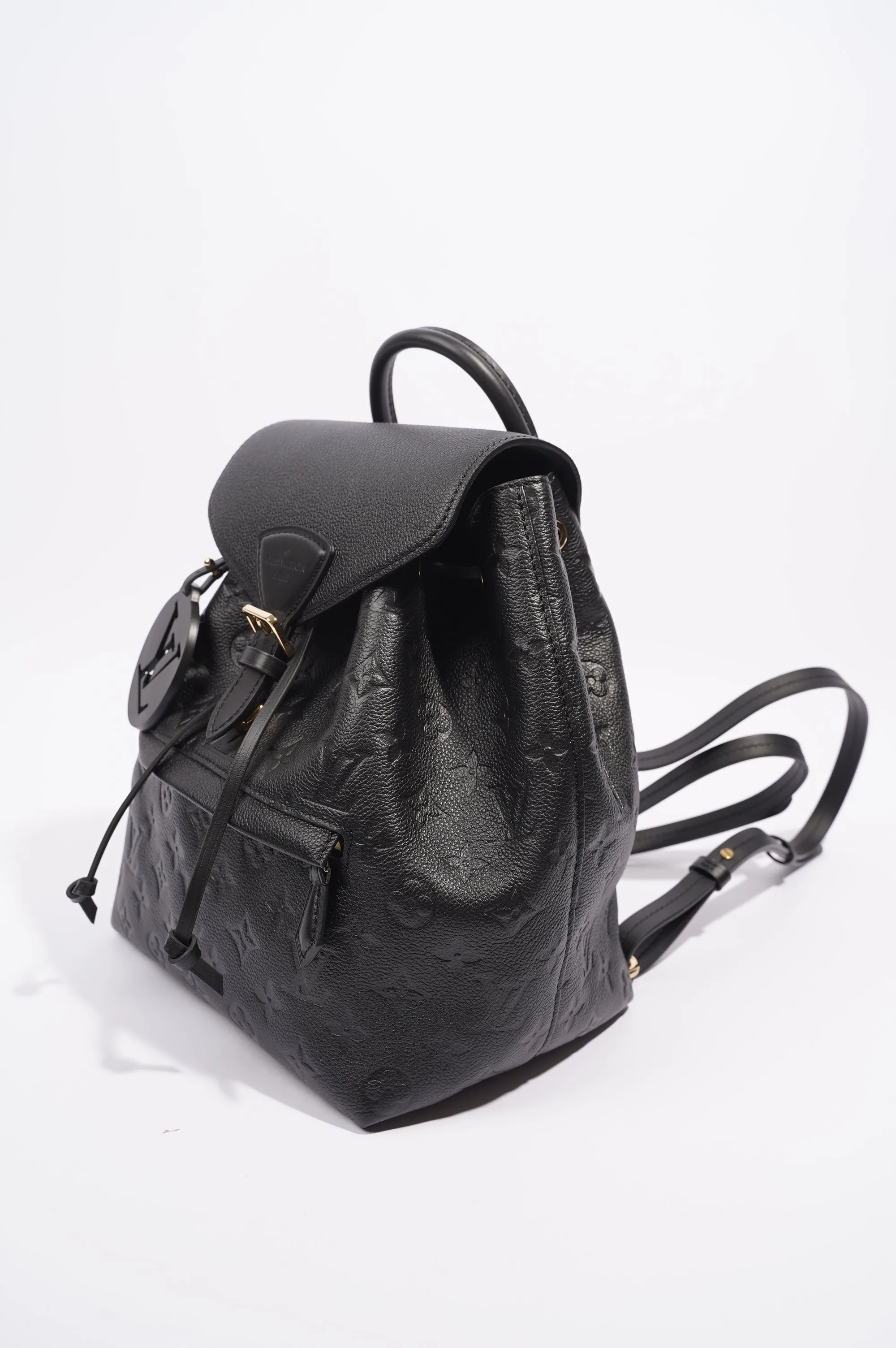 Louis Vuitton Womens Montsouris Backpack Daypack Black Leather PM