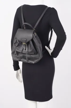 Louis Vuitton Womens Montsouris Backpack Daypack Black Leather PM