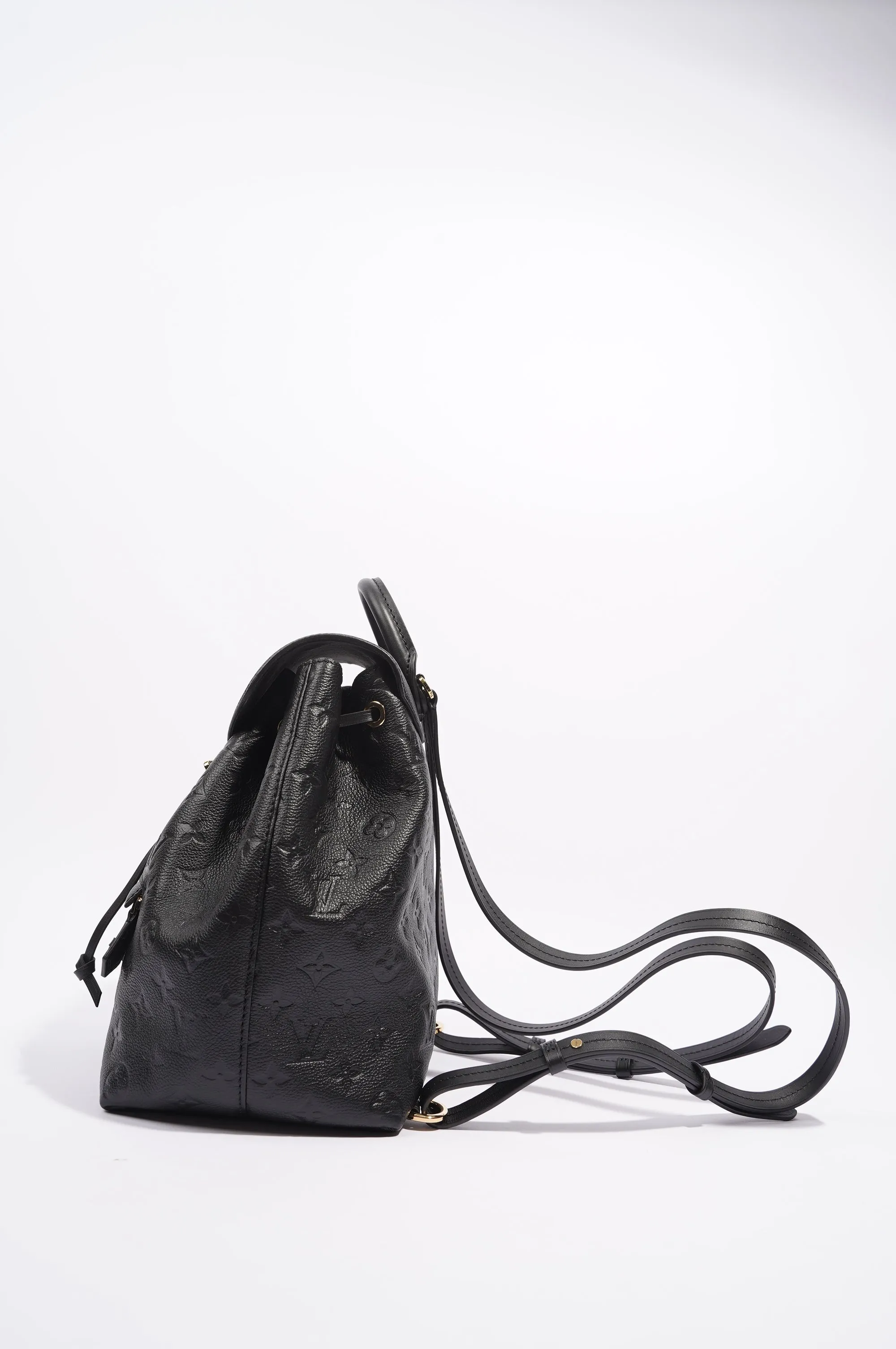 Louis Vuitton Womens Montsouris Backpack Daypack Black Leather PM