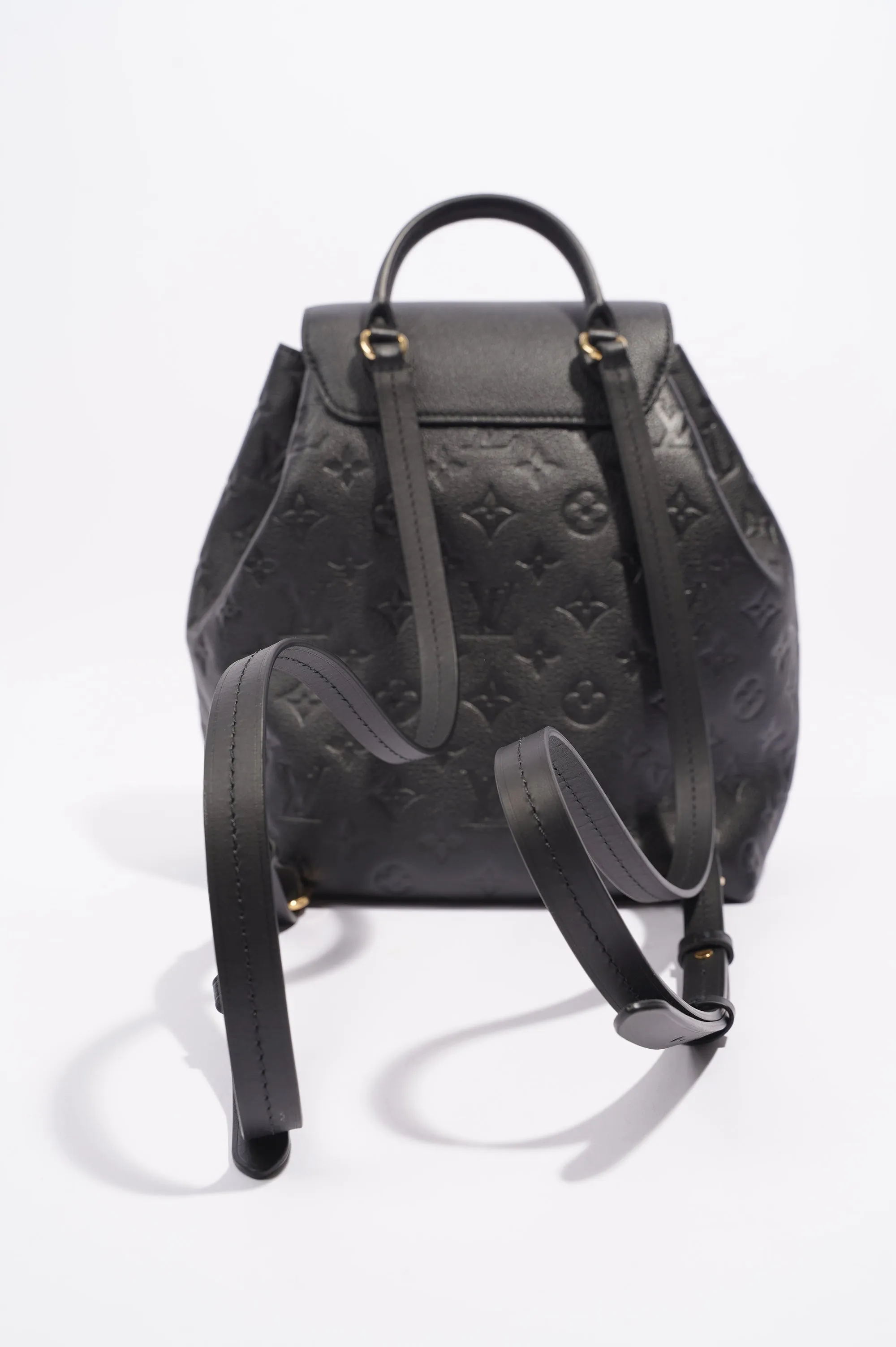 Louis Vuitton Womens Montsouris Backpack Daypack Black Leather PM