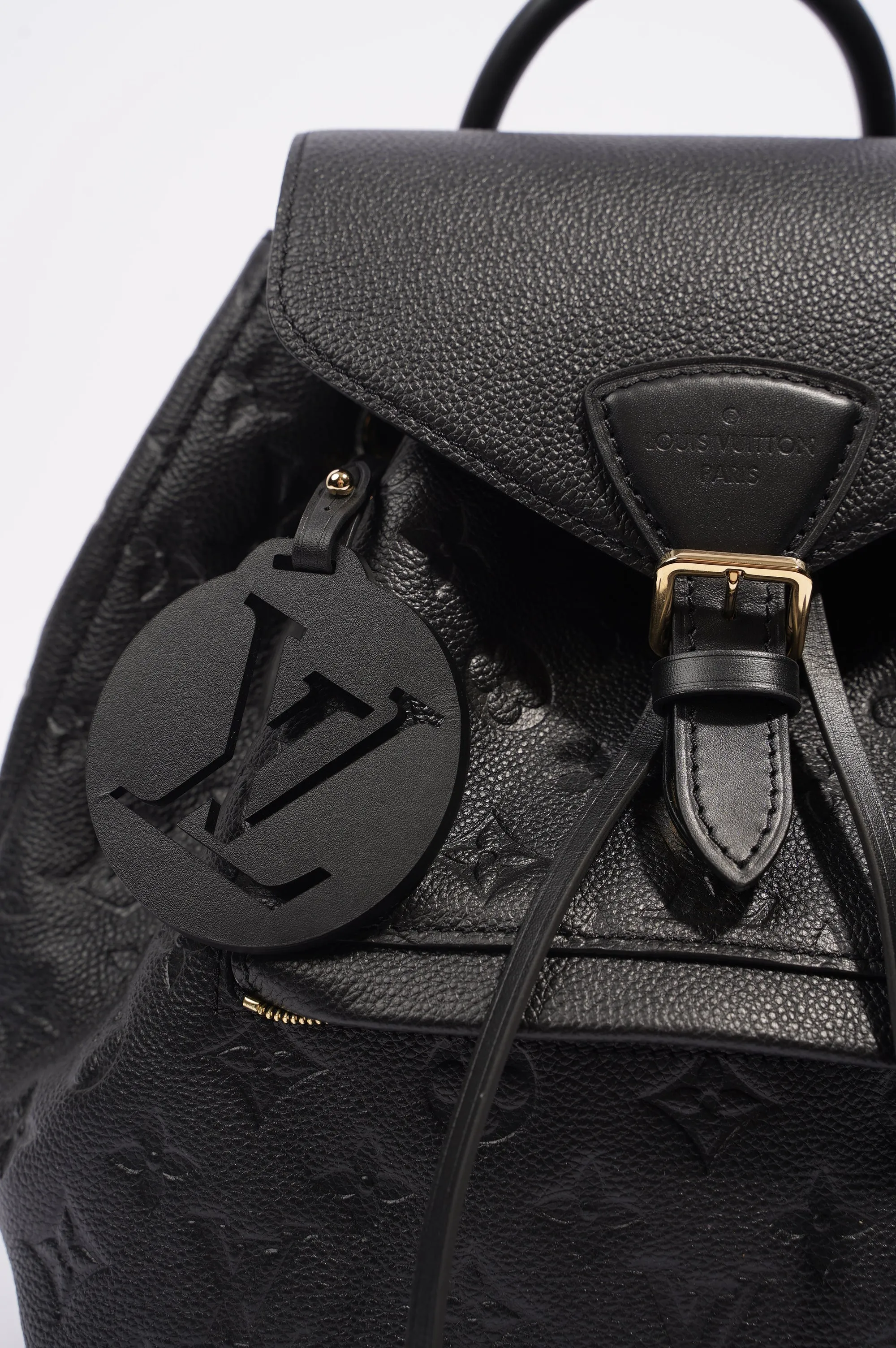 Louis Vuitton Womens Montsouris Backpack Daypack Black Leather PM