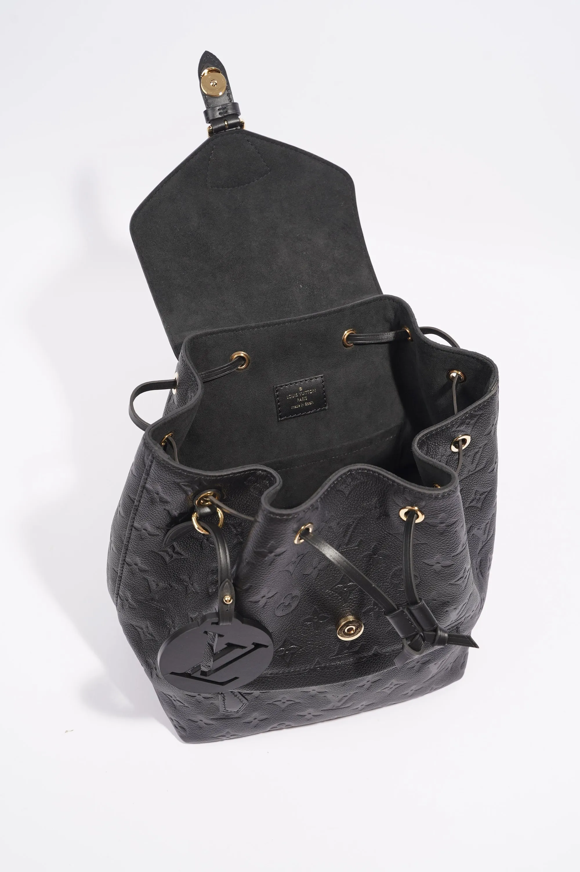 Louis Vuitton Womens Montsouris Backpack Daypack Black Leather PM
