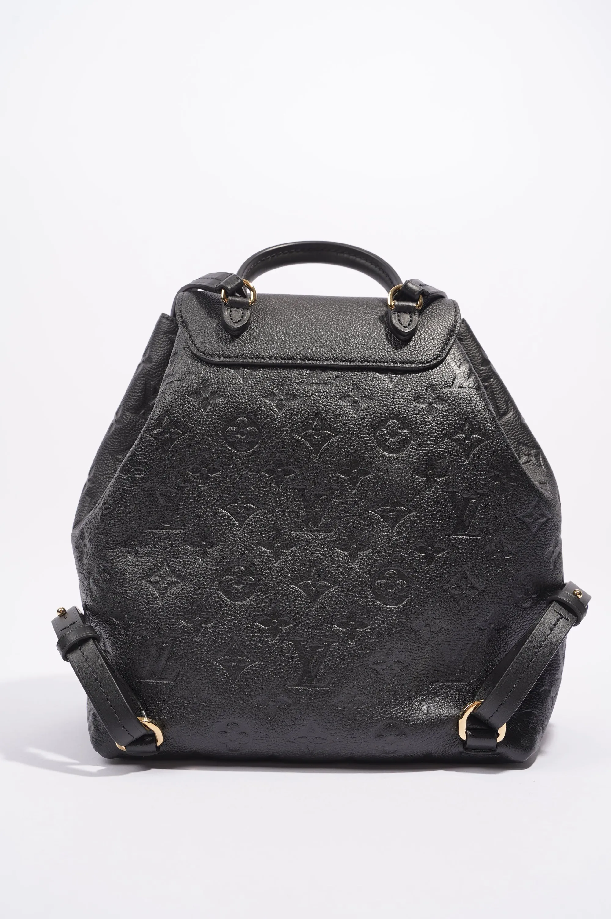 Louis Vuitton Womens Montsouris Backpack Daypack Black Leather PM