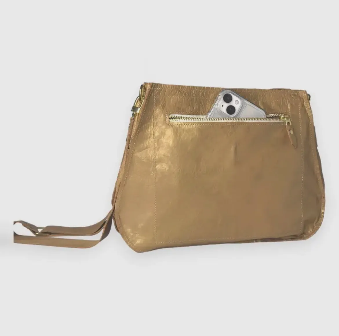 PRE ORDER Andi L Upcycled Leather Crossbody - Bronze