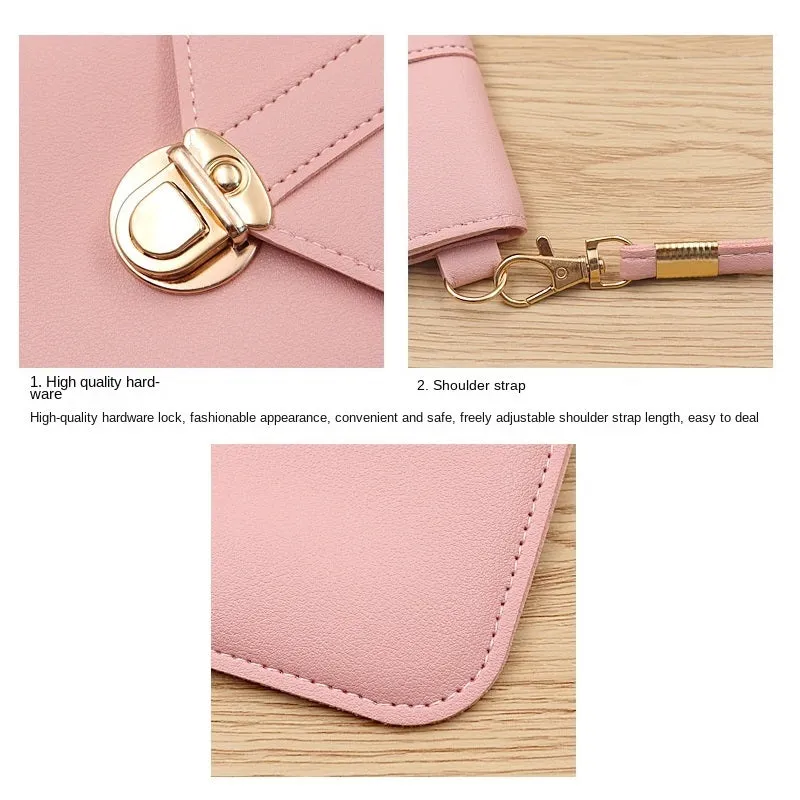 PU Leather Lock Phone Simple Crossbody Shoulder Bag