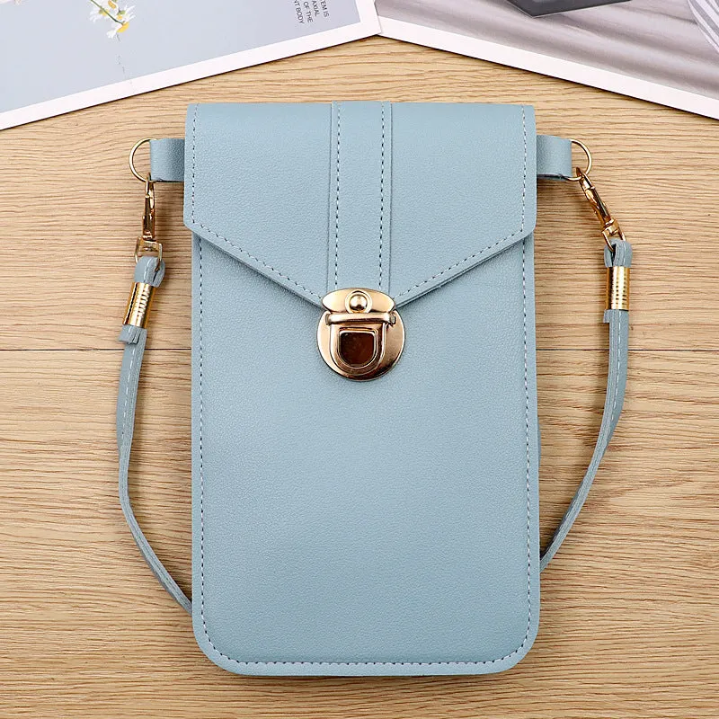 PU Leather Lock Phone Simple Crossbody Shoulder Bag