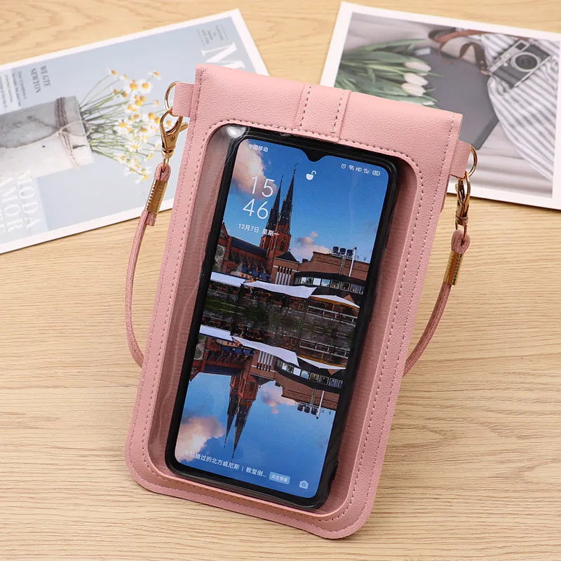PU Leather Lock Phone Simple Crossbody Shoulder Bag
