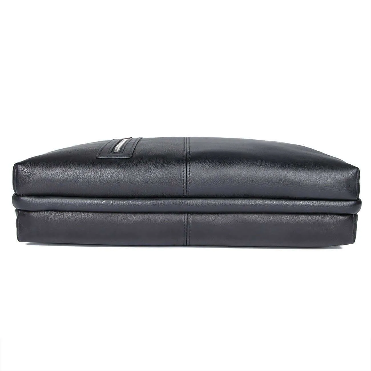 Sleek Black Leather Laptop Bag for Professionals