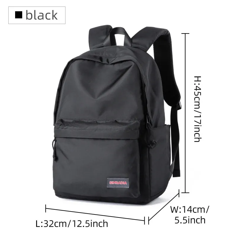 UAKISS  -   Fashion Men Backpack Unisex 14inch Laptop Waterproof Nylon Casual Travel Backpack Solid Color College Bag for Male