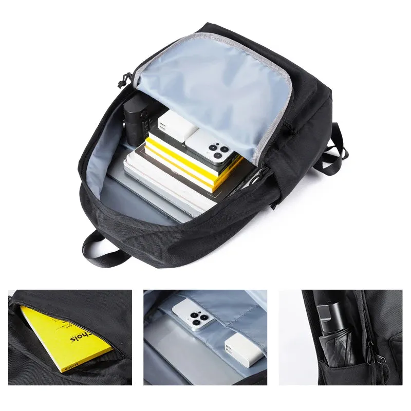 UAKISS  -   Fashion Men Backpack Unisex 14inch Laptop Waterproof Nylon Casual Travel Backpack Solid Color College Bag for Male
