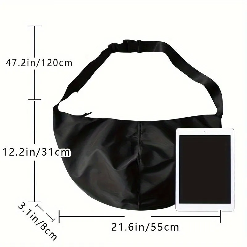 Uakiss Large Capacity Nylon Crossbody Bag, Adjustable Strap, Minimalist Black Shoulder Bag for School, Work, Travel & Sports