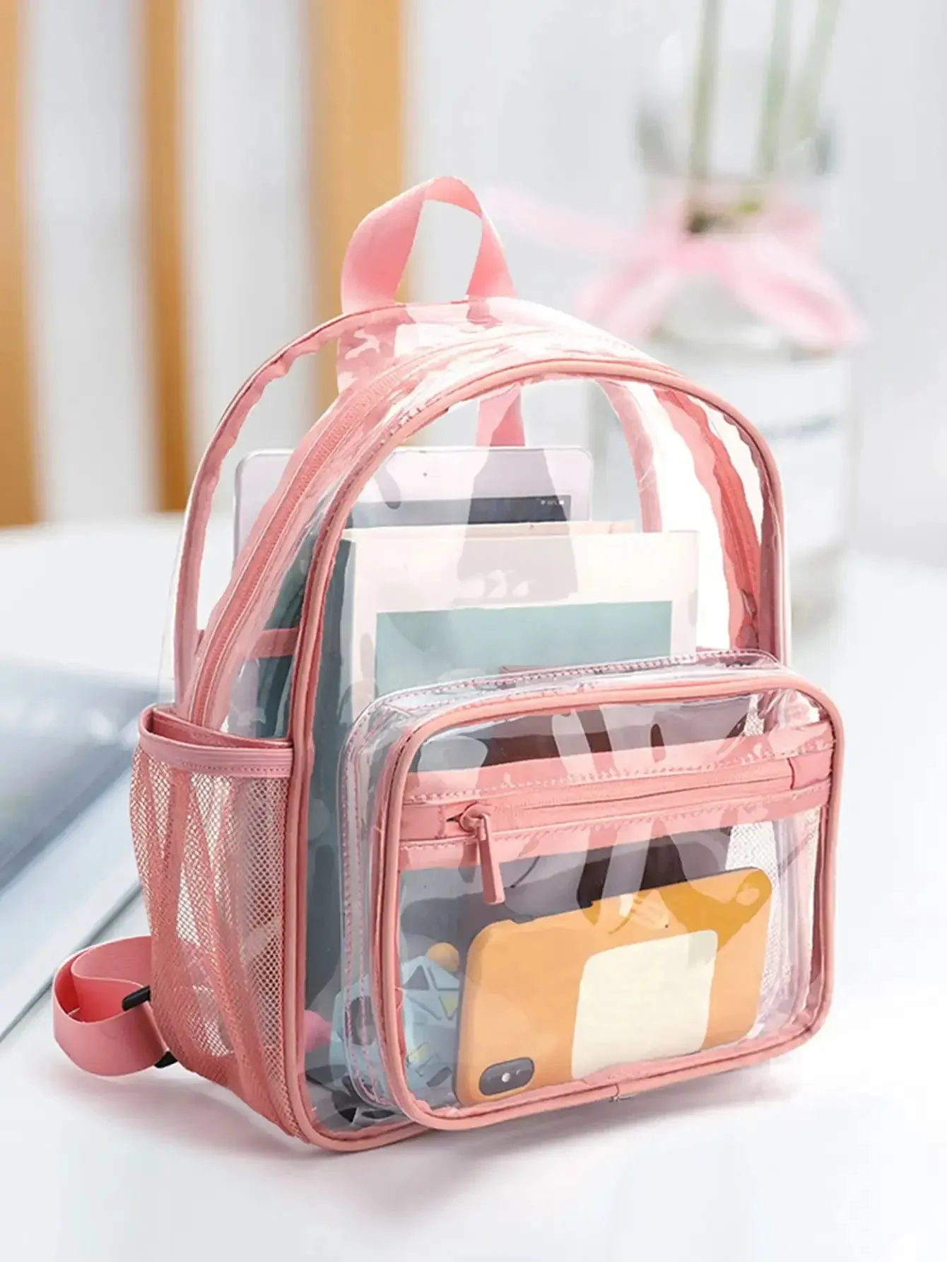 UAKISS  -  New Fashion Transparent PVC Backpack Women Travel Knapsack Student School Bags Small Handbags Female Casual Mini Rucksack